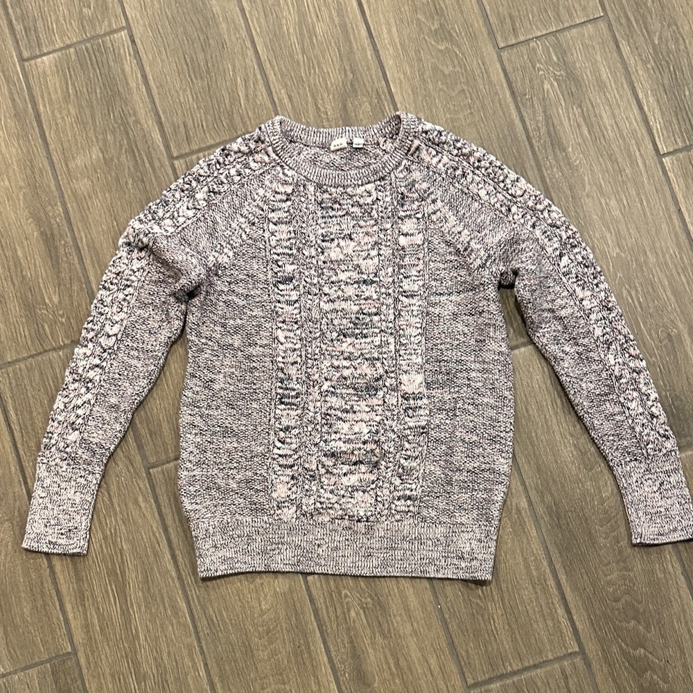 GAP Women's Textured Knit Sweater - Gray and Pink. Cable knit. Size Large.